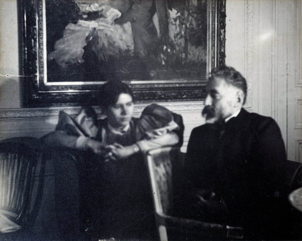 Portræt af forfatteren Stephane Mallarme (1842-1898) og Paule Gobillard, niece af Berthe Morisot”” Fotografi af Edgar Degas (1834-1917) 1896 Søn. 0,29x0,37 m Paris, musee d