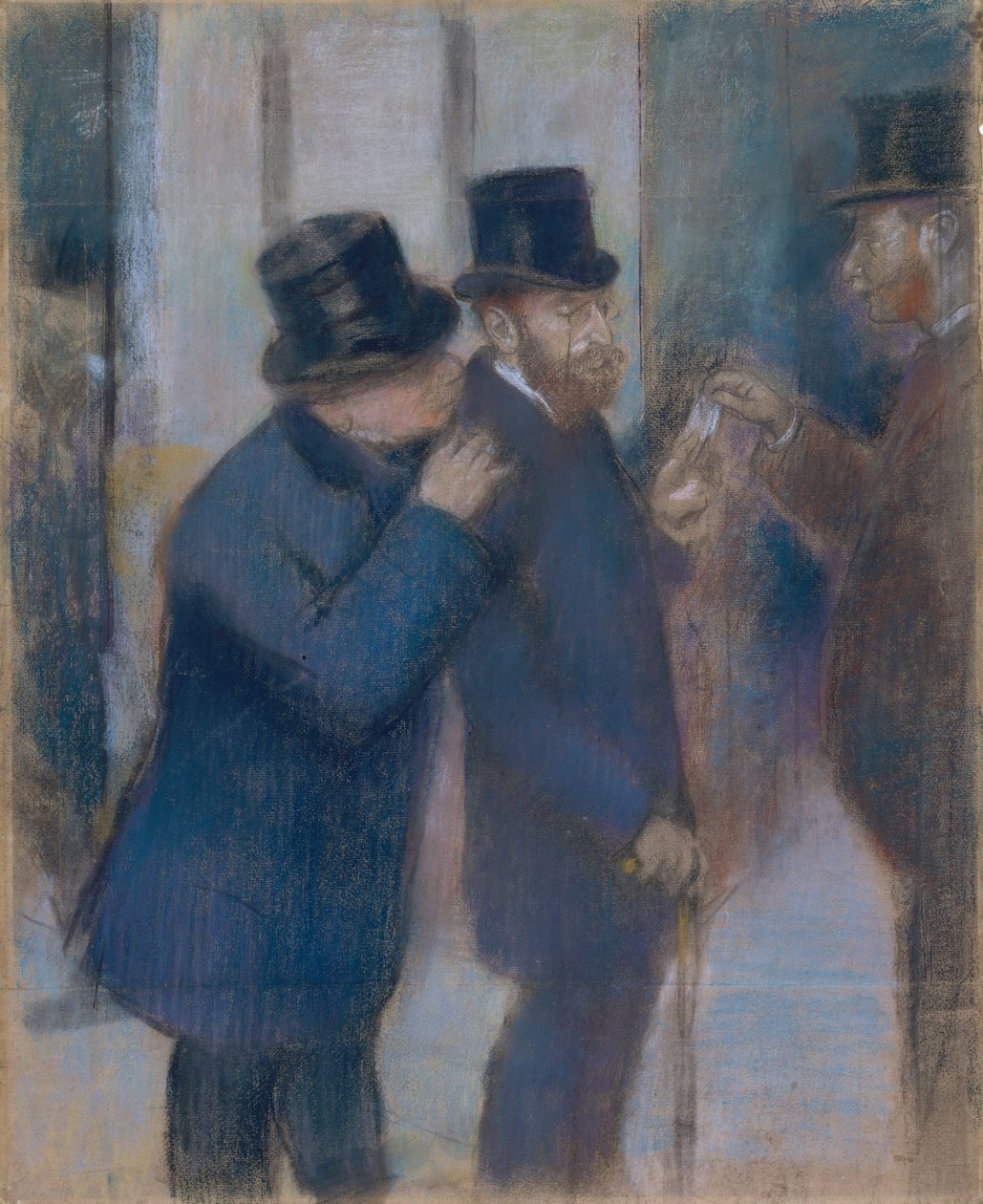 Portrætter på børsen, ca. 1878-79 (pastel på papir, stykket og lagt ned på lærred) af Edgar Degas