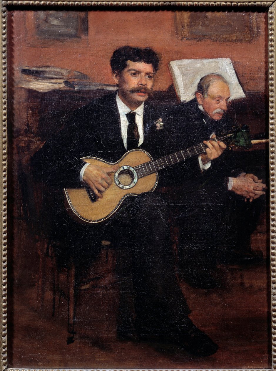 Portrætter af Lorenzo Pagans (1838-1883) spansk tenor og Augustus De Gas (1807-1874) far til kunstneren. Maleri af Edgar Degas (1834-1917) af Edgar Degas