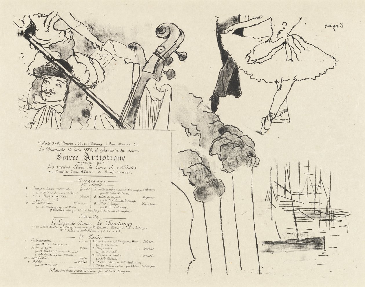 Program for den kunstneriske Soiree Program for aftenen for tidligere studerende fra Lycée de Nantes, 18. af Edgar Degas