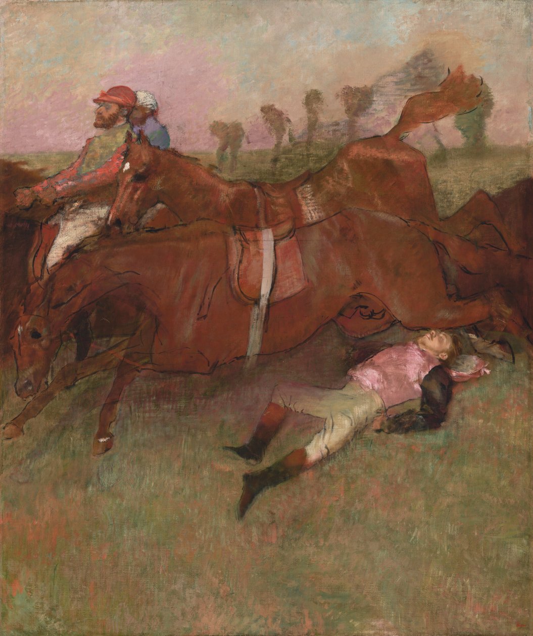 Scene fra forhindringsløbet: Den faldne jockey af Edgar Degas