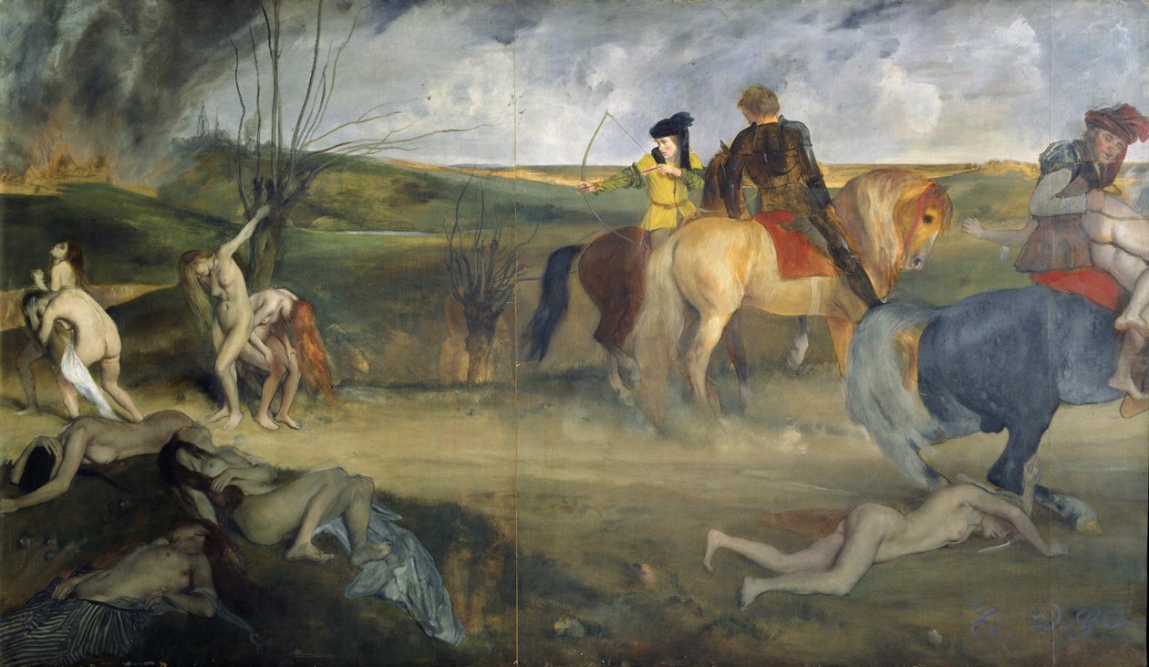 Krigsscene i middelalderen, ca. 1865 (olie på lærred) af Edgar Degas