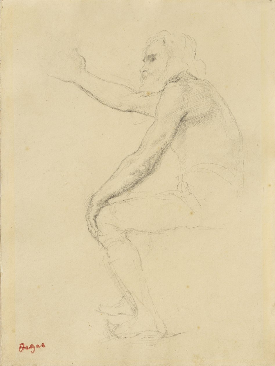 Siddende gammel mand, c.1862 af Edgar Degas