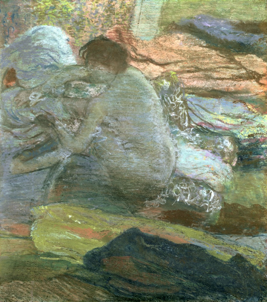 Siddende kvinde tørrer sine fødder, c.1893 af Edgar Degas