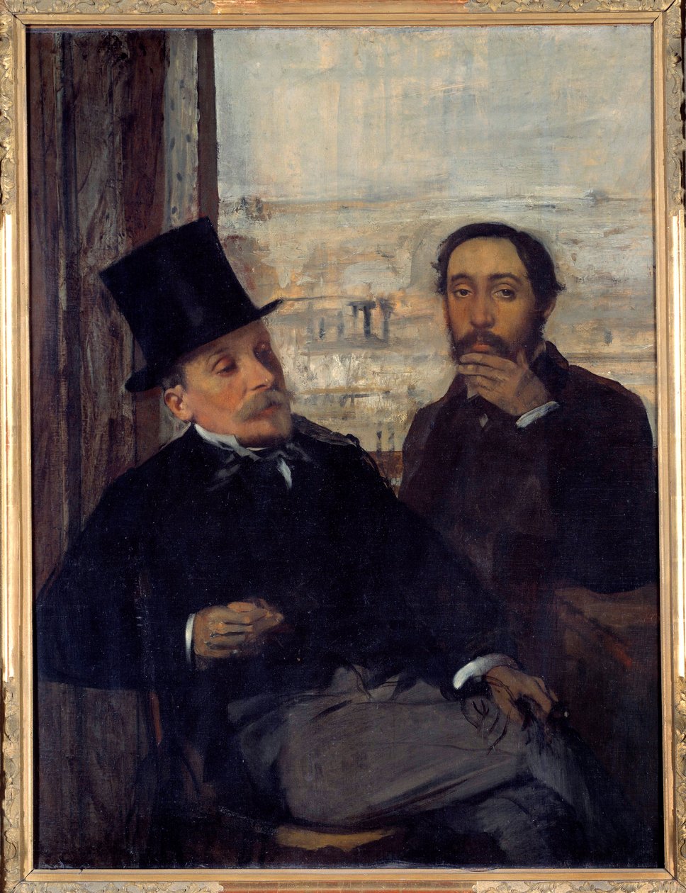 Selvportræt med maleren Evariste de Valernes (1816-1896) Edgar Degas repræsenterede sig selv til højre. Maleri af Edgar Degas (1834-1917) 1865 søn. 1,16x0,89 m Paris, musee d