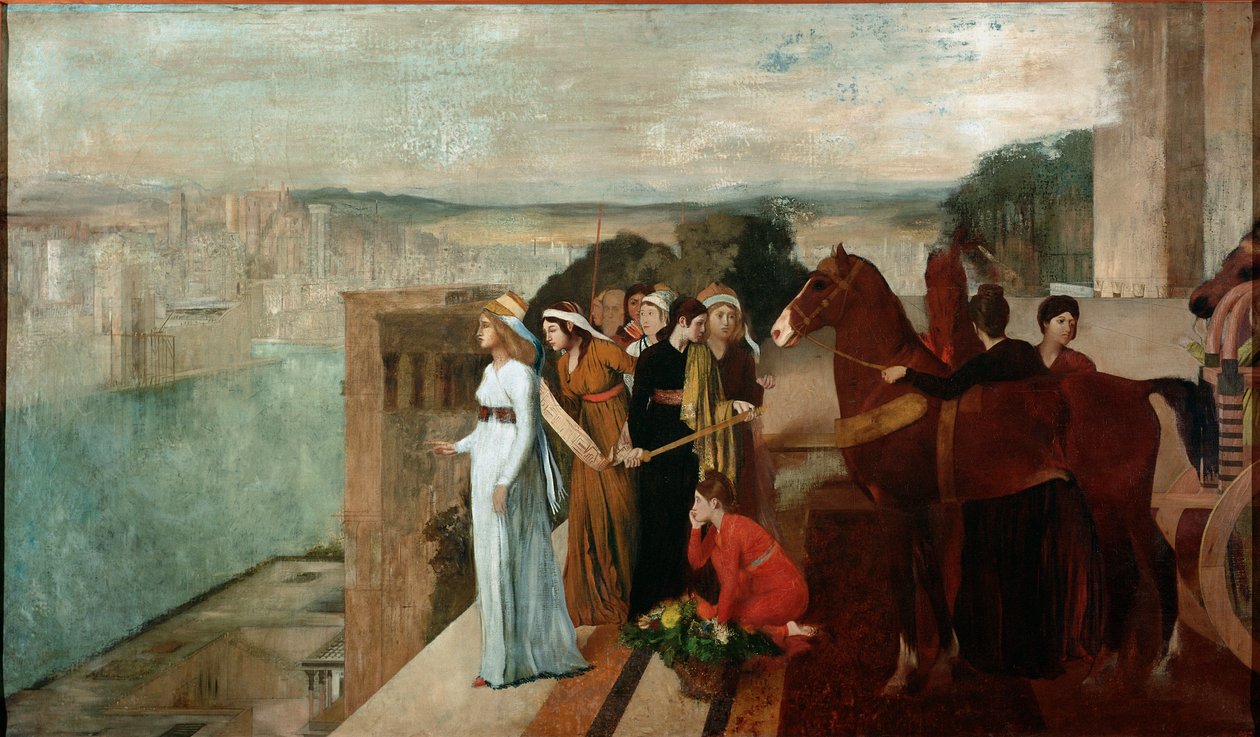 Semiramis Building Babylon (olie på lærred af Edgar Degas