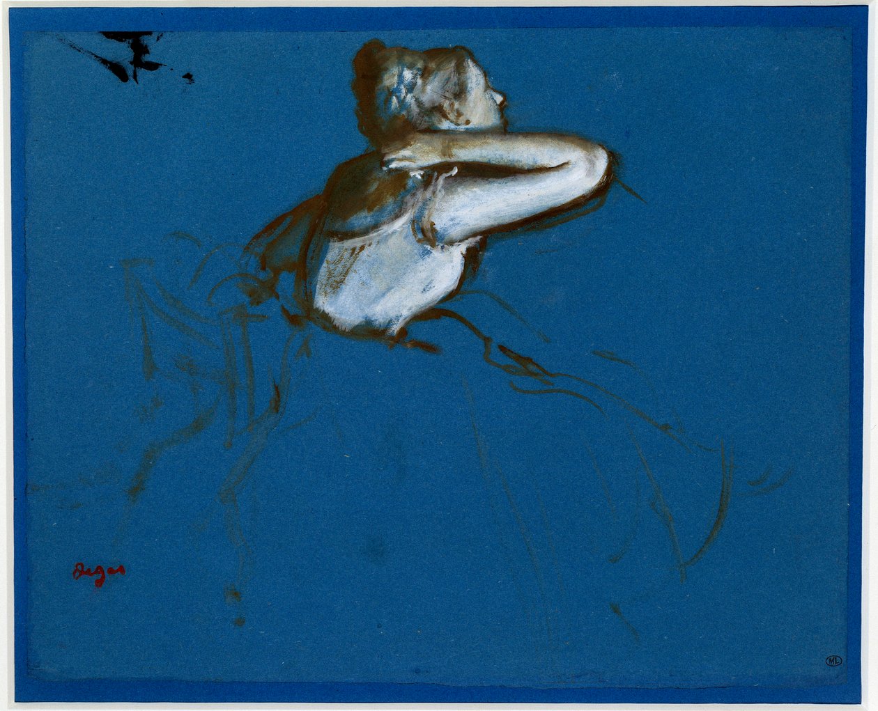 Siddende danser drejet til højre Essence på blåt papir af Edgar Degas (1834-1917) 1873 Dim. 0,23 x 0,29 m Paris. Orsay Museum af Edgar Degas