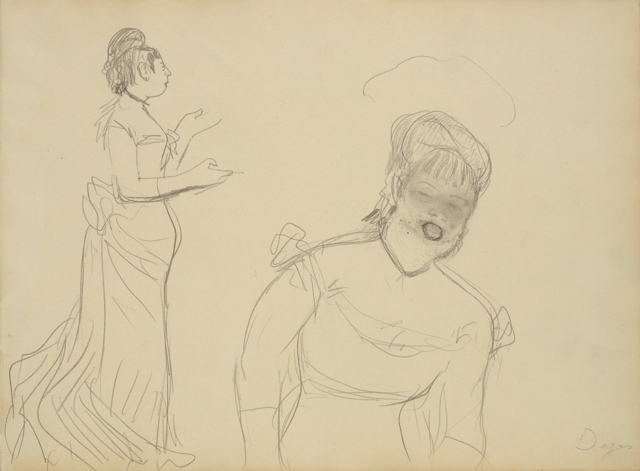Skitser af en cafésangerinde af Edgar Degas