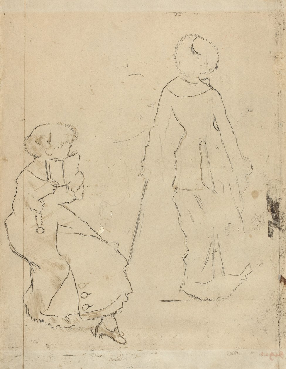 Studie for Mary Cassatt ved Louvre [verso], ca. 1879. af Edgar Degas