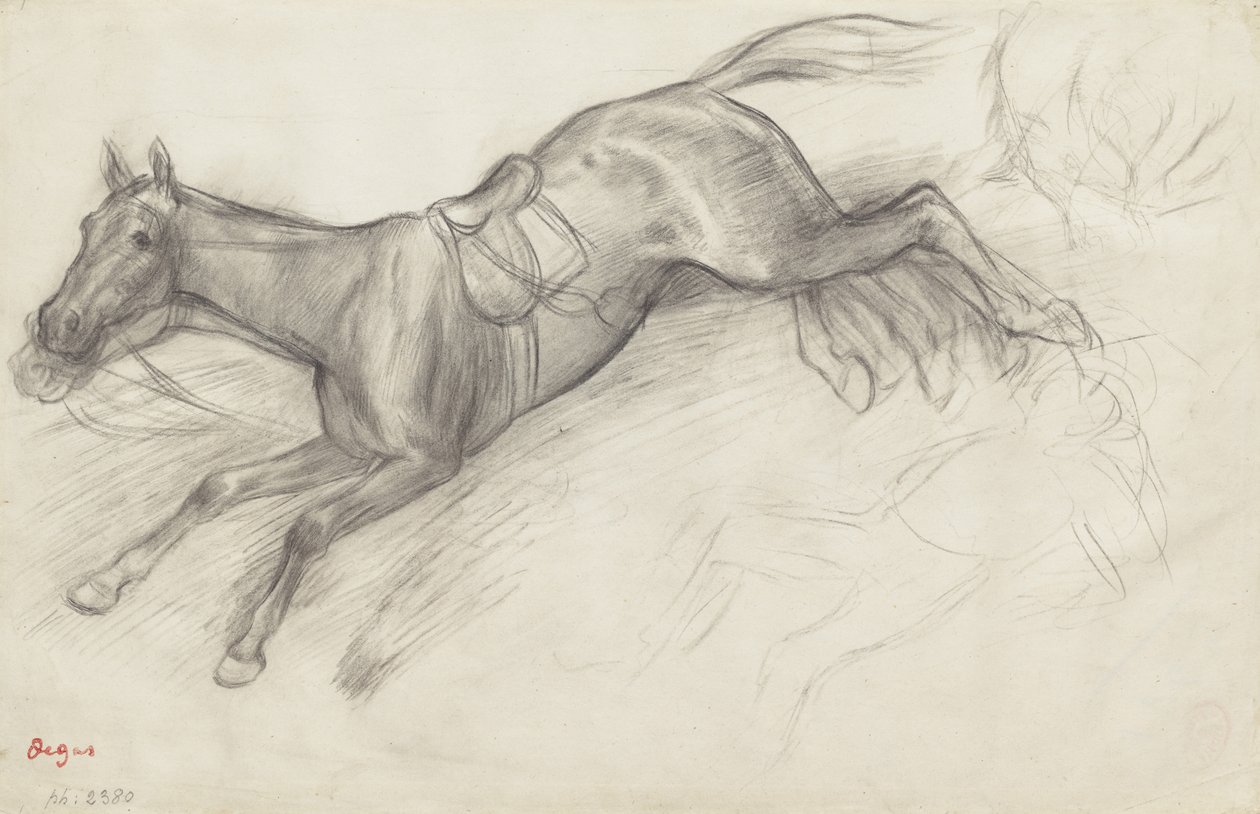 Studie til "Scene fra Steeplechase: The Fallen Jockey", 1866 af Edgar Degas