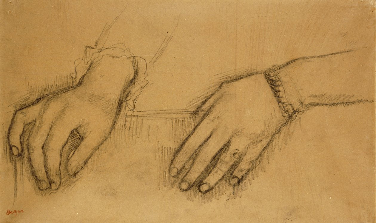 Studie af hænder til et portræt af Helene Rouart; Study of Hands, For the Portrait of Helene Rouart, c.1886 af Edgar Degas