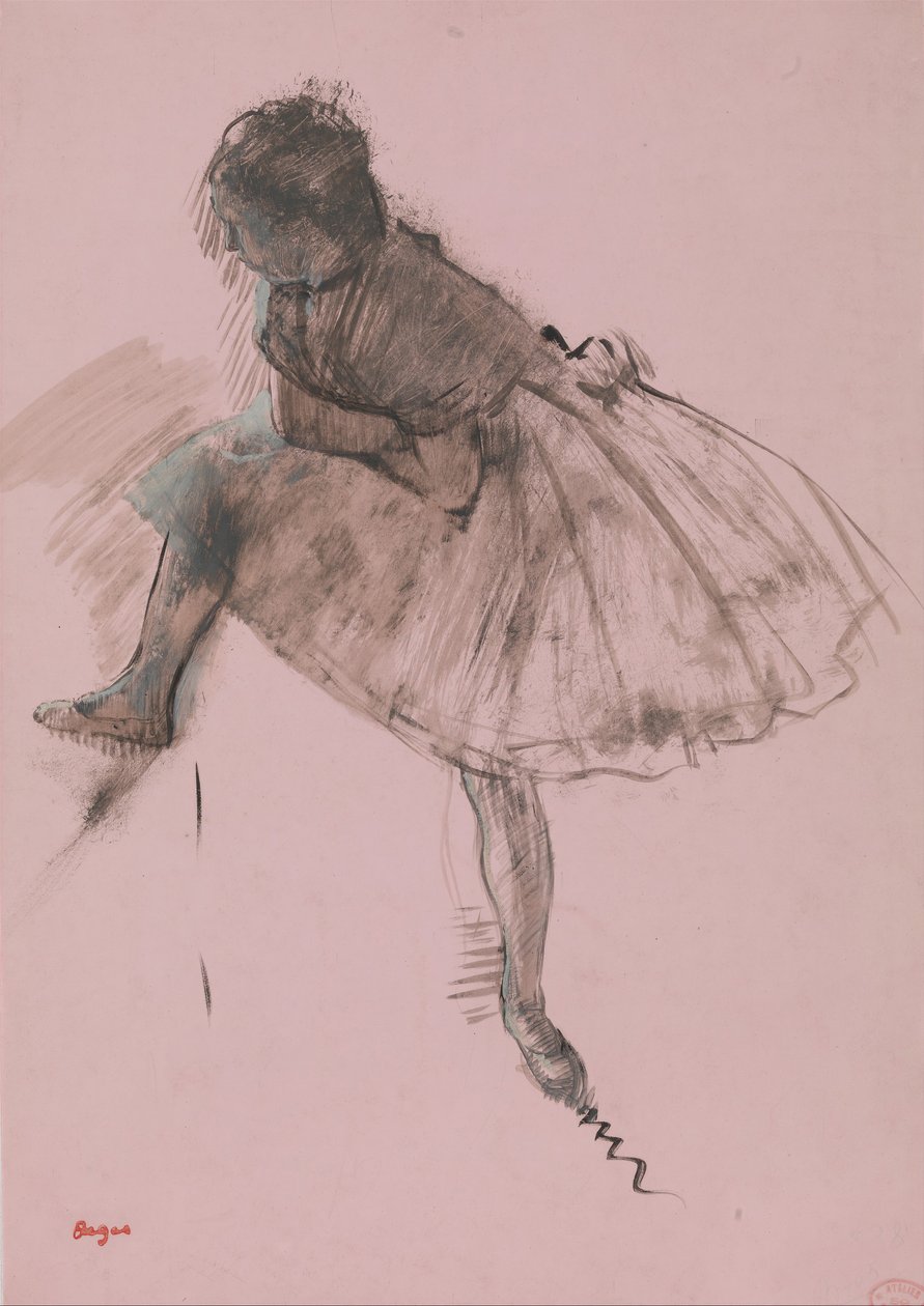 Studie af en balletdanser recto, To studier af dansere verso, ca. 1873. af Edgar Degas