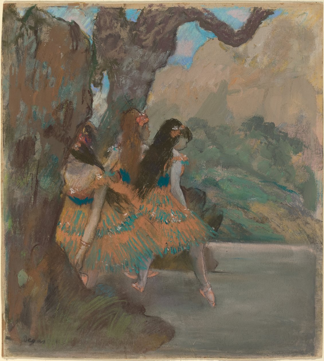 Balletdanserne, ca. 1877 (pastel og gouache over monotypi) af Edgar Degas
