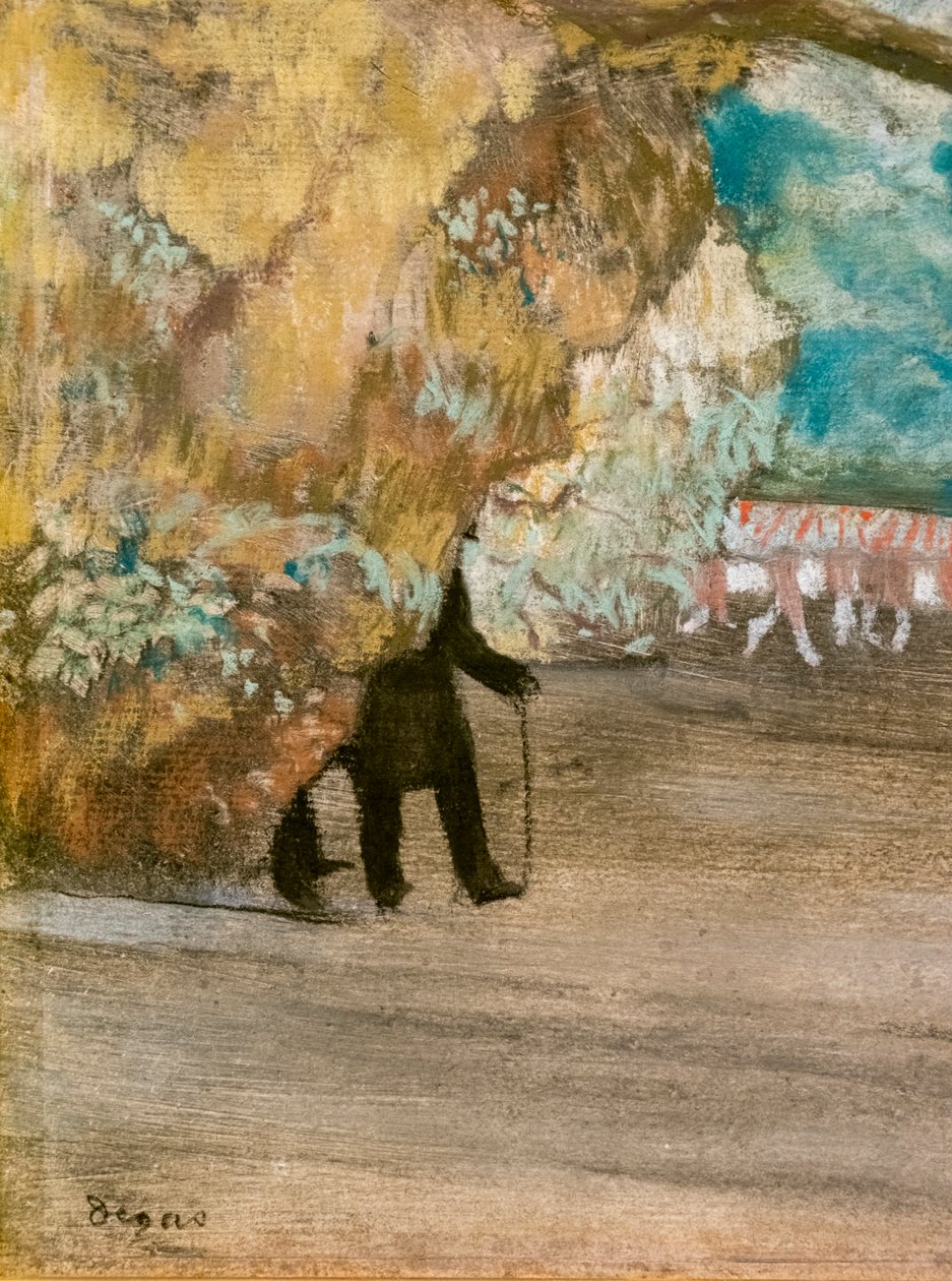 Gardinet (detalje). Omkring 1881. Pastel på kul og monotypi, monteret på pap. af Edgar Degas