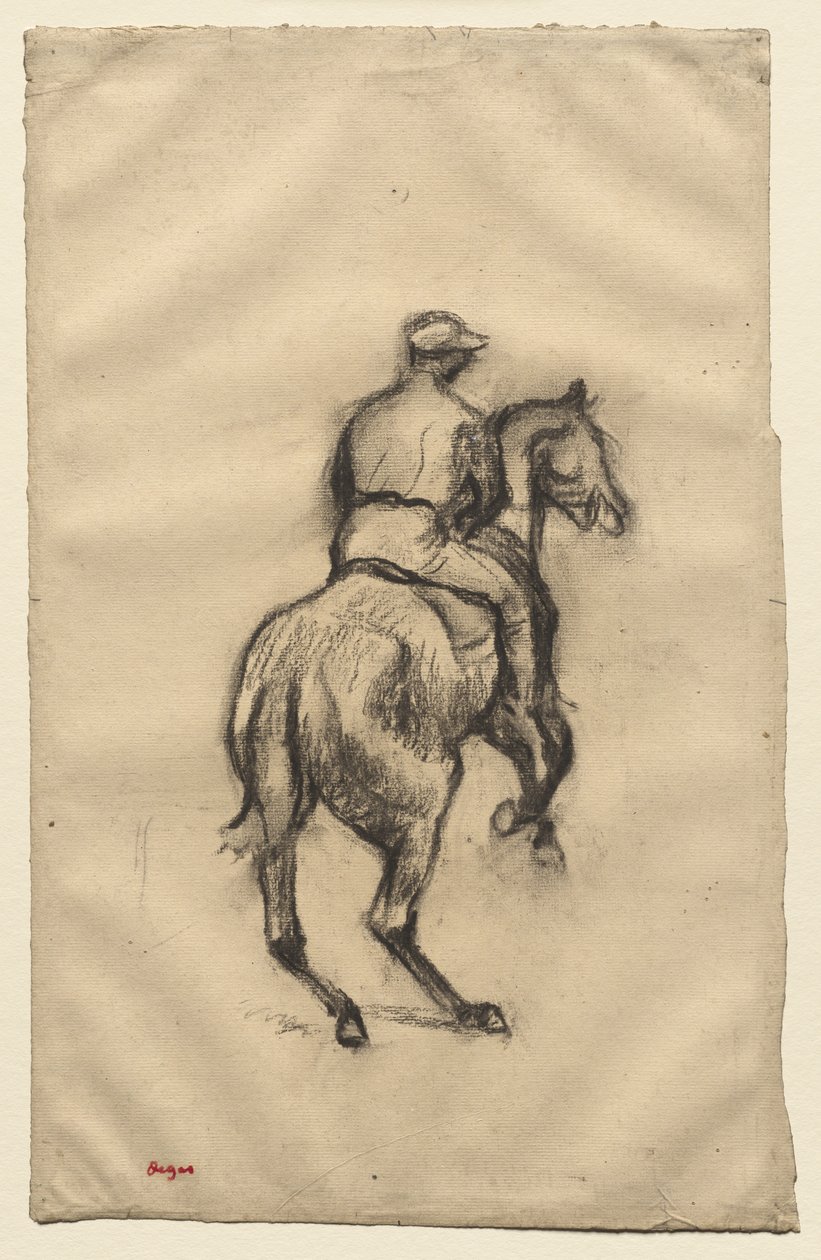 The Jockey, ca. 1885-1900 (kul på papir) af Edgar Degas