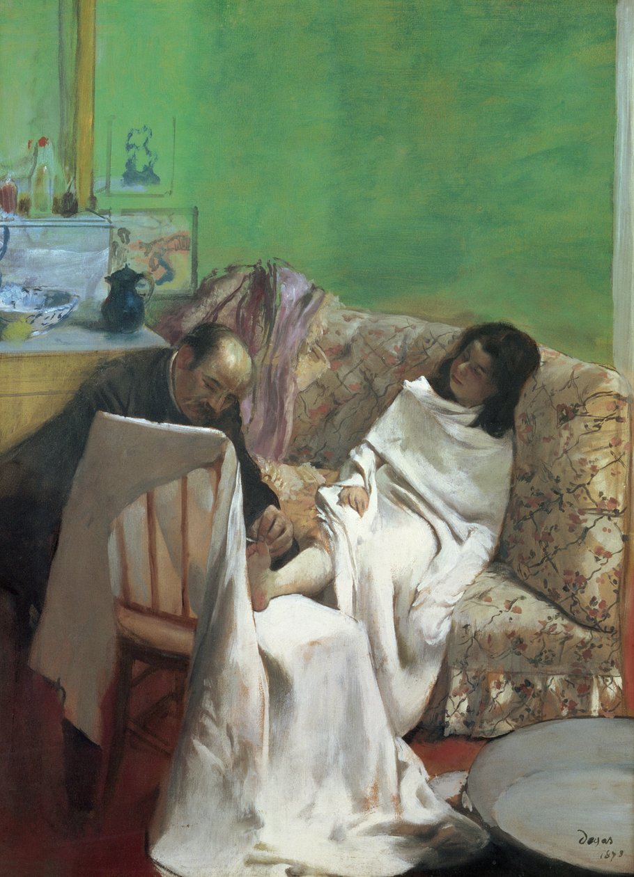 The Pedicure, 1873 (olie på papir lagt på lærred) af Edgar Degas