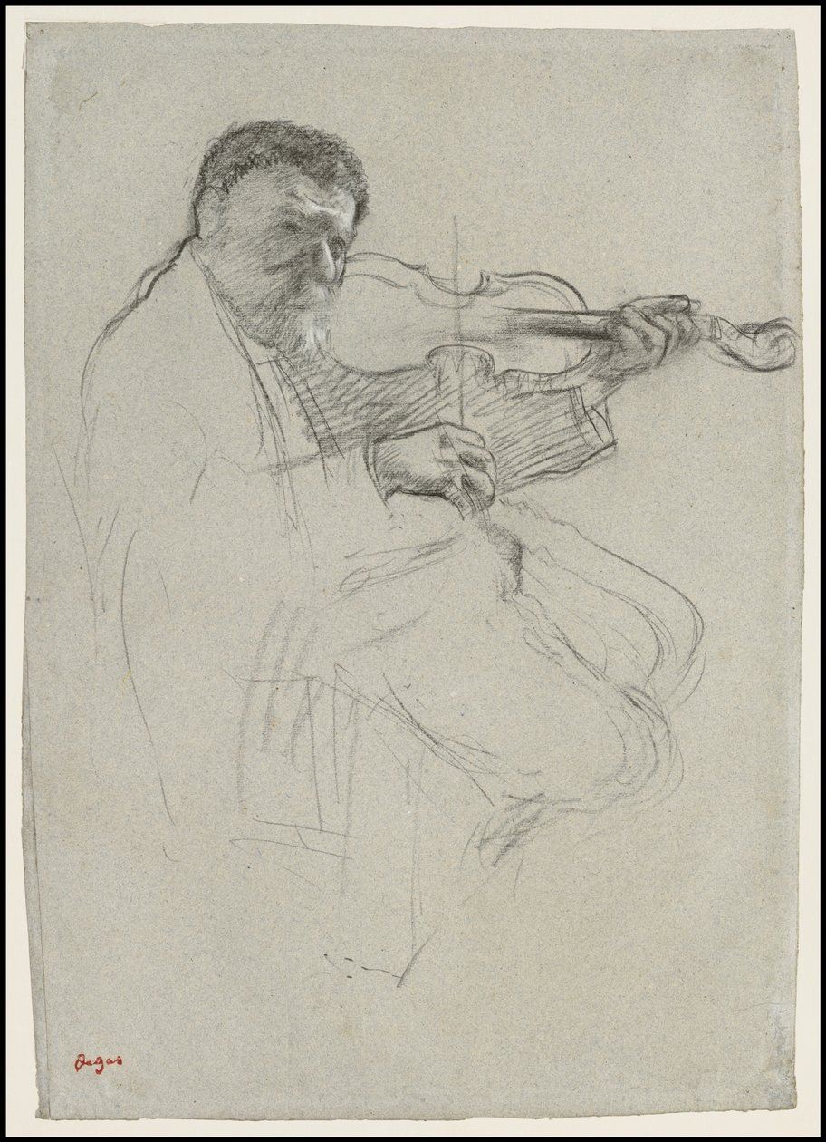 Violinisten, Studie til "Prøvningen", c.1879 af Edgar Degas