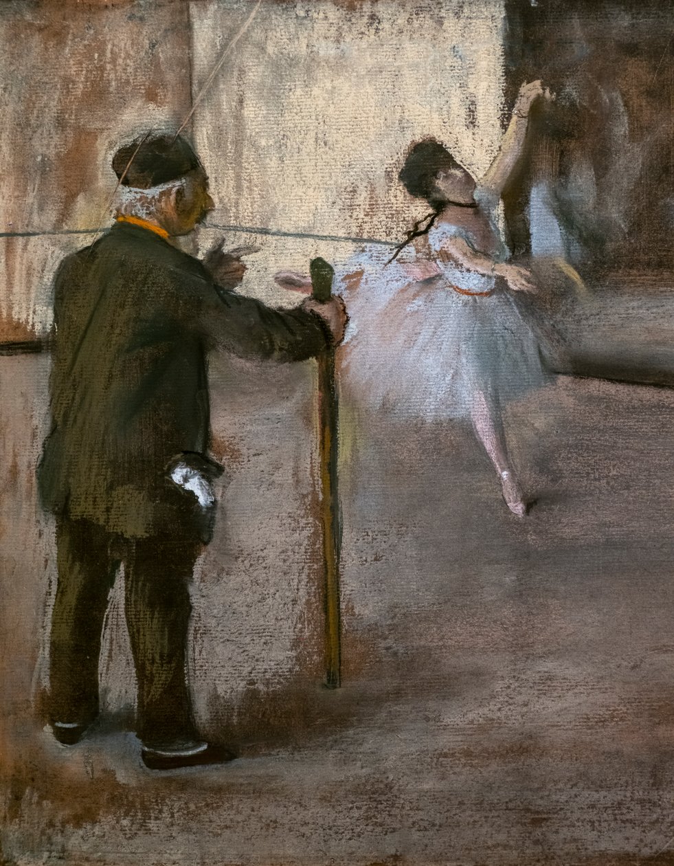 Danse-leconen (detalje). Omkring 1876. Pastel på papir limer på pap. af Edgar Degas