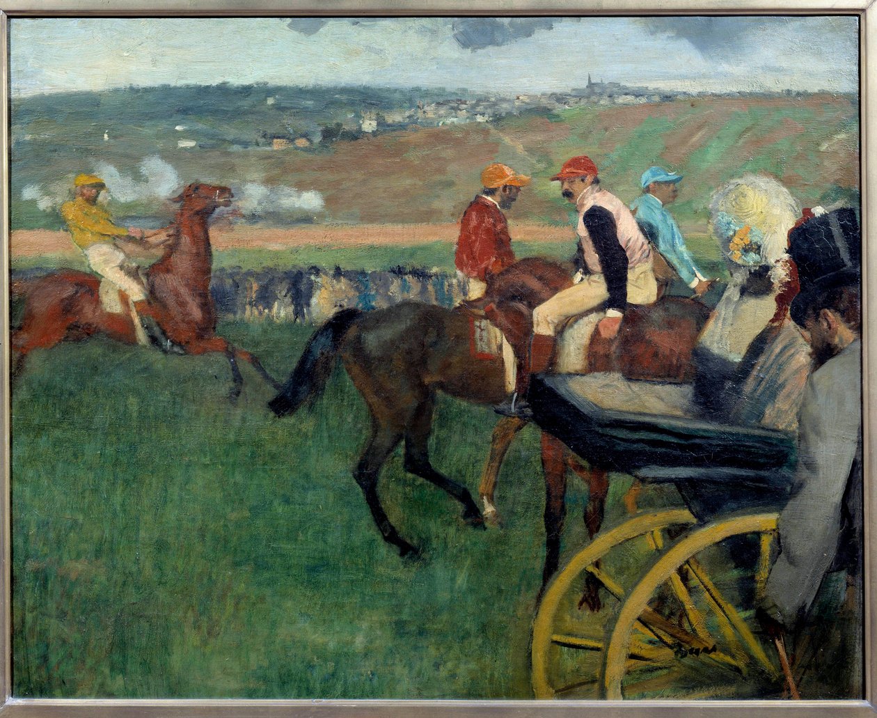 Racerbanen, amatørjockeyer nær en bil Maleri af Edgar Degas (1834-1917) 1876-1887 Søn. 0,66x0,81 m Paris, Musee d