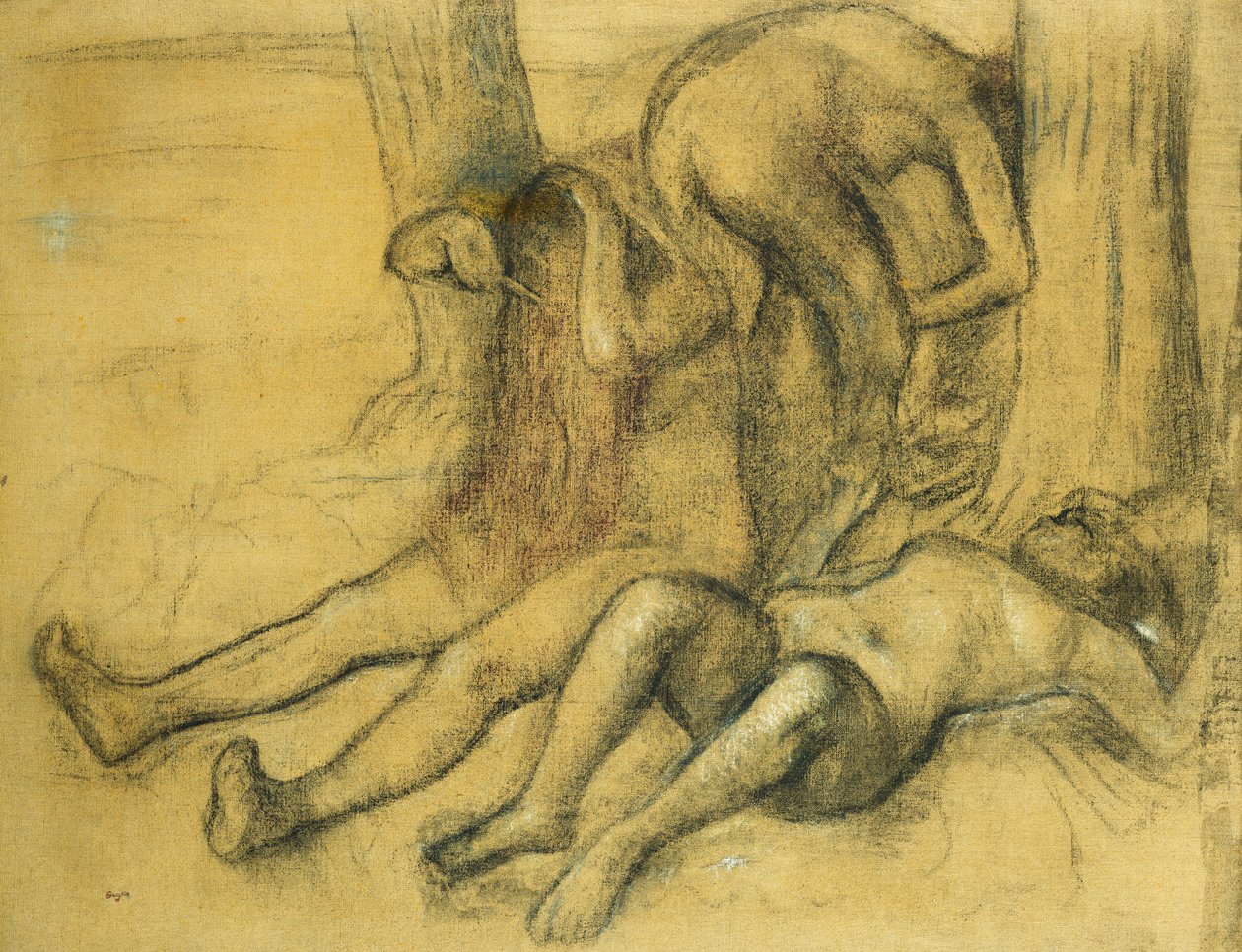 Tre Badende under et Træ; Tre badende under et træ, ca. 1894 af Edgar Degas