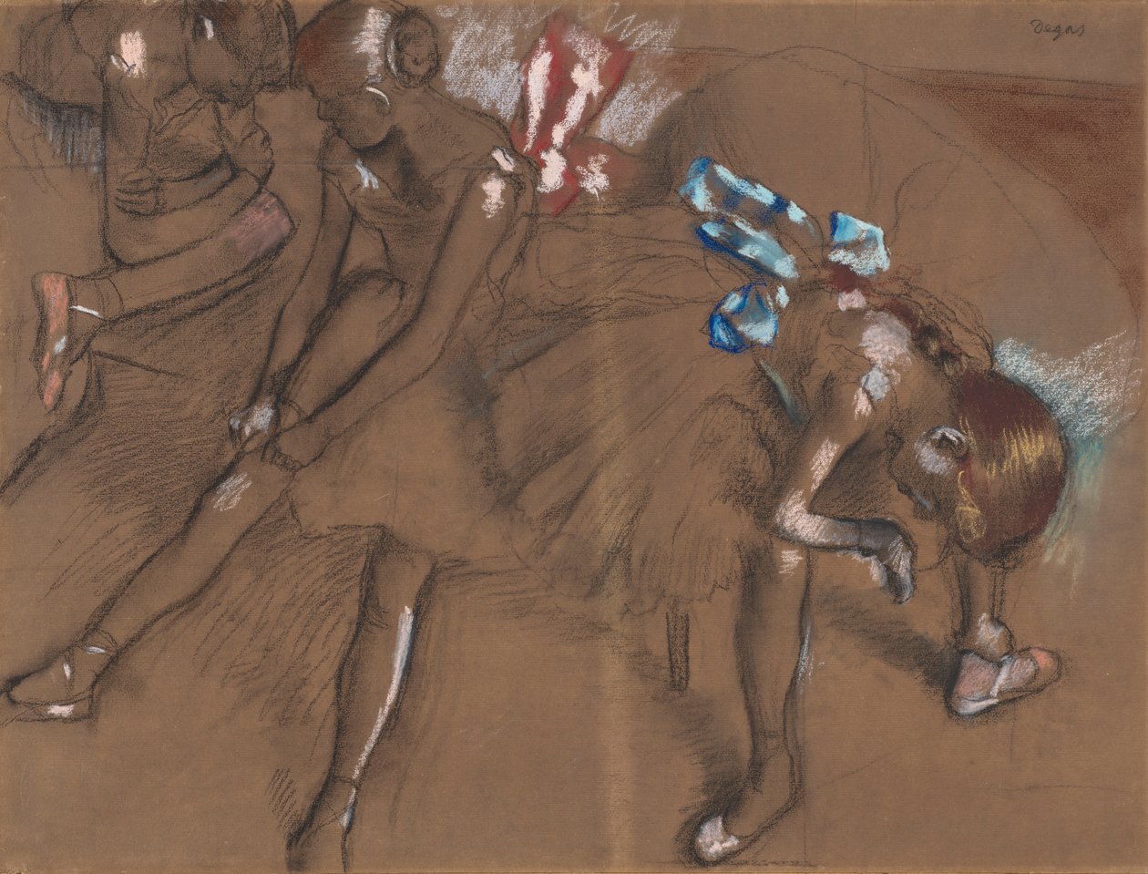 Tre dansere hviler, ca. 1880 af Edgar Degas