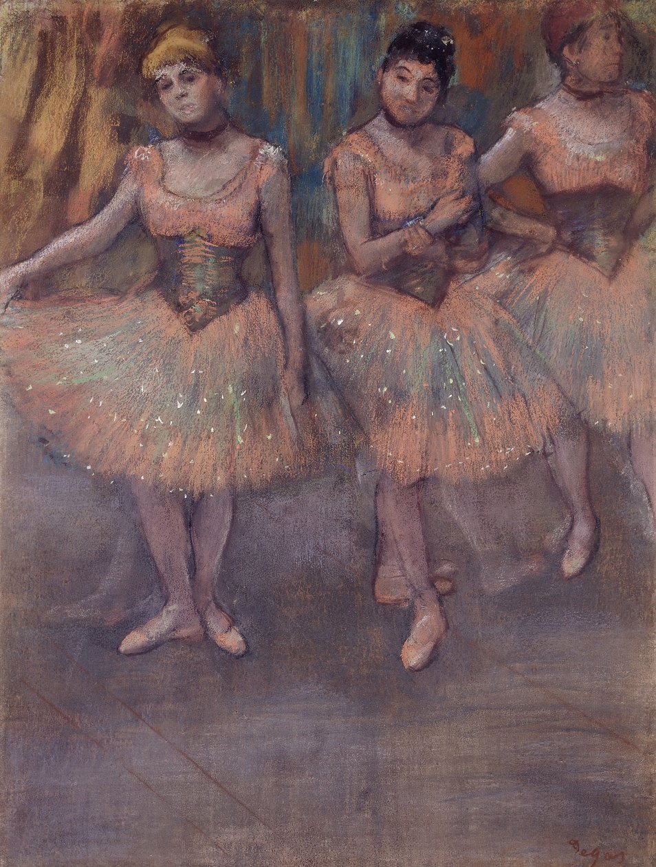 Tre dansere før øvelse, ca. 1880 af Edgar Degas