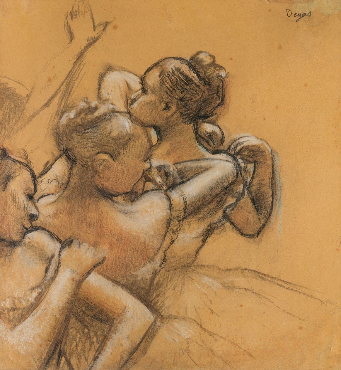 Three Dancers, ca. 1895-99 (pastel og kul på papir) af Edgar Degas
