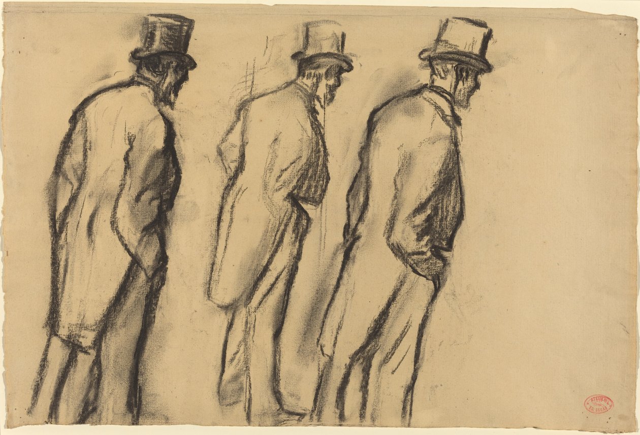Tre studier af Ludovic Halévy stående af Edgar Degas
