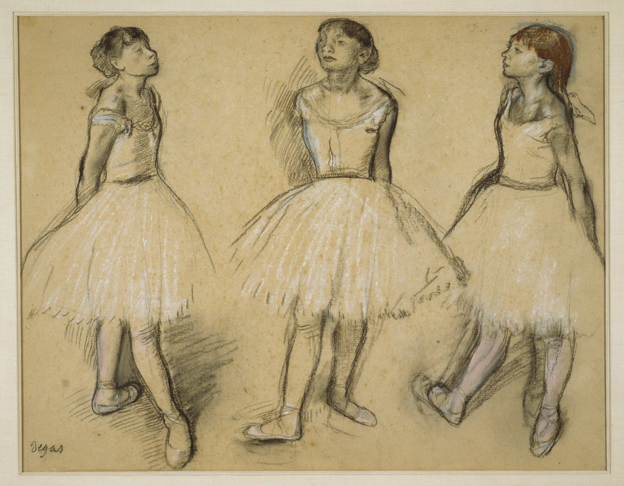 Tre studier af en danser i fjerde position af Edgar Degas