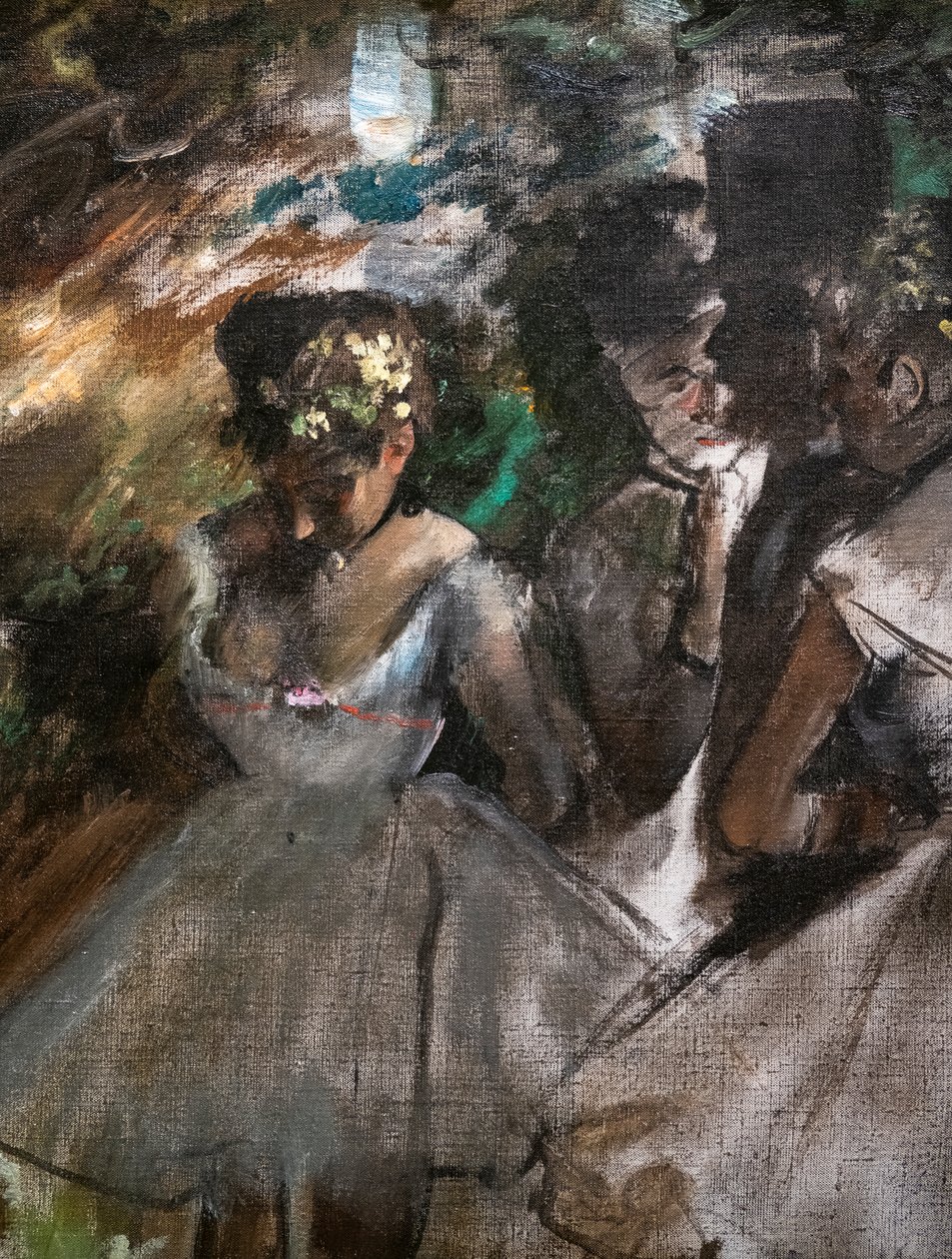 Tre dansere bag kulisserne (detaljer). 1880-1885. Olie på lærred. af Edgar Degas