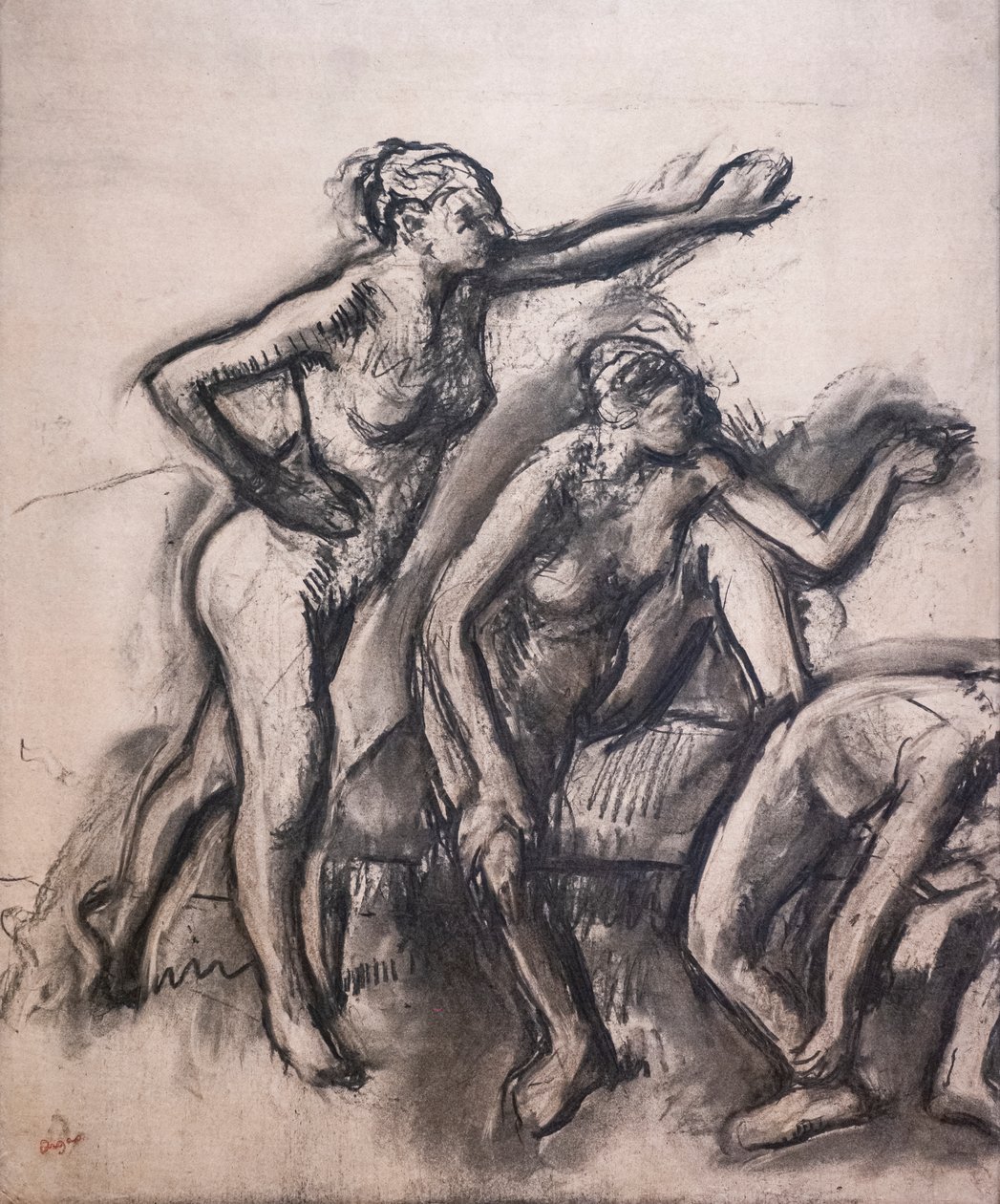 Tre nøgne dansere. Omkring 1903. Trækul på kalkerpapir. af Edgar Degas