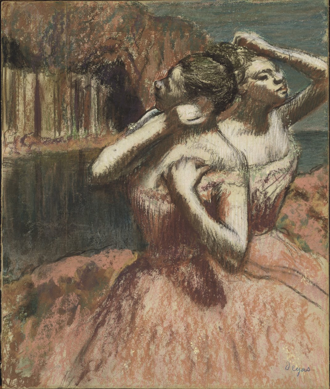 To dansere (pastel på papir monteret på pap) af Edgar Degas