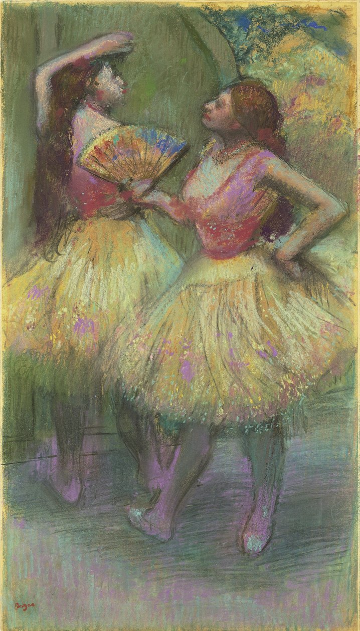 To dansere, før de går på scenen; Avant l"entree en scene, 1888 af Edgar Degas