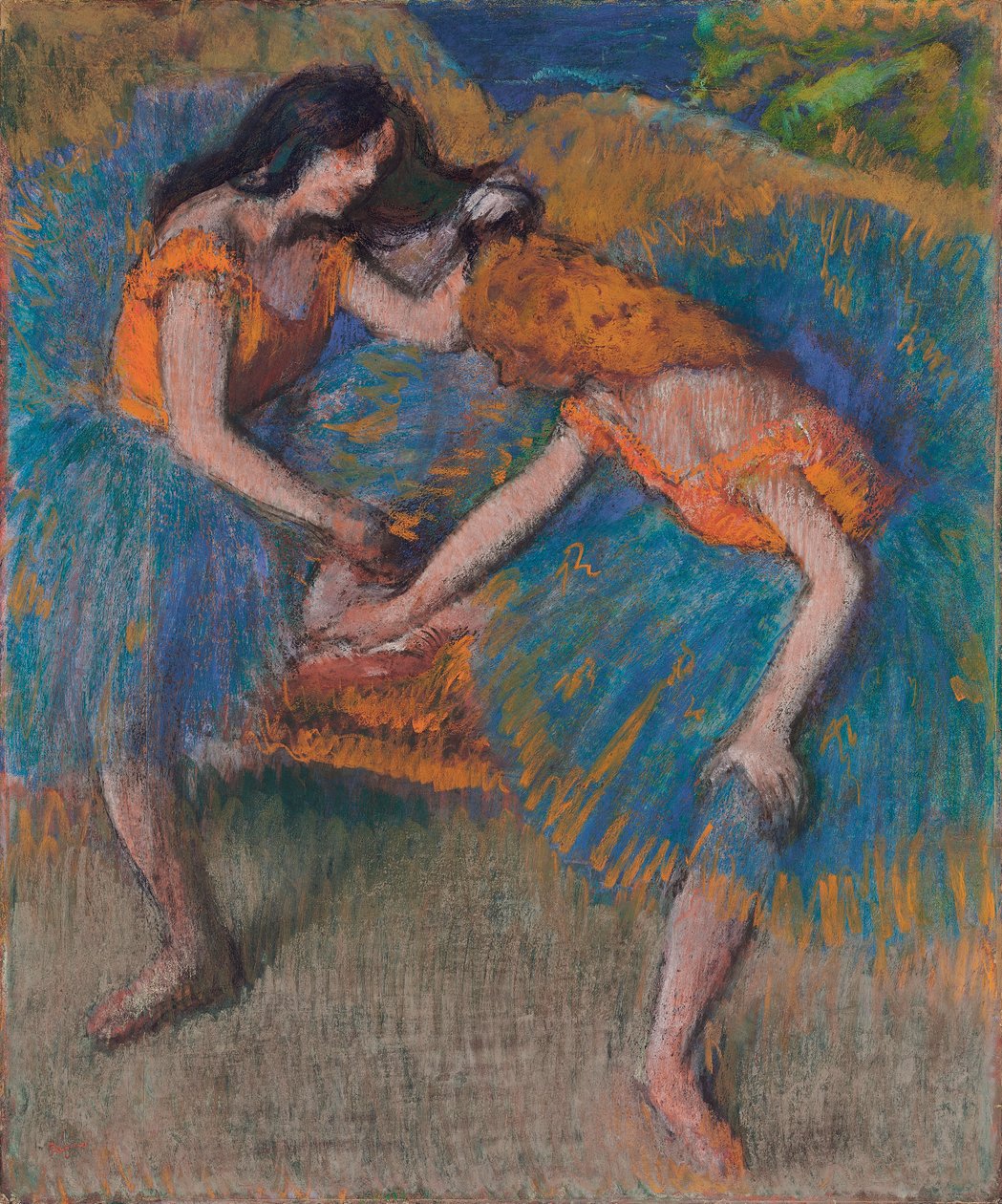 To dansere med gule korsager, ca. 1902 af Edgar Degas