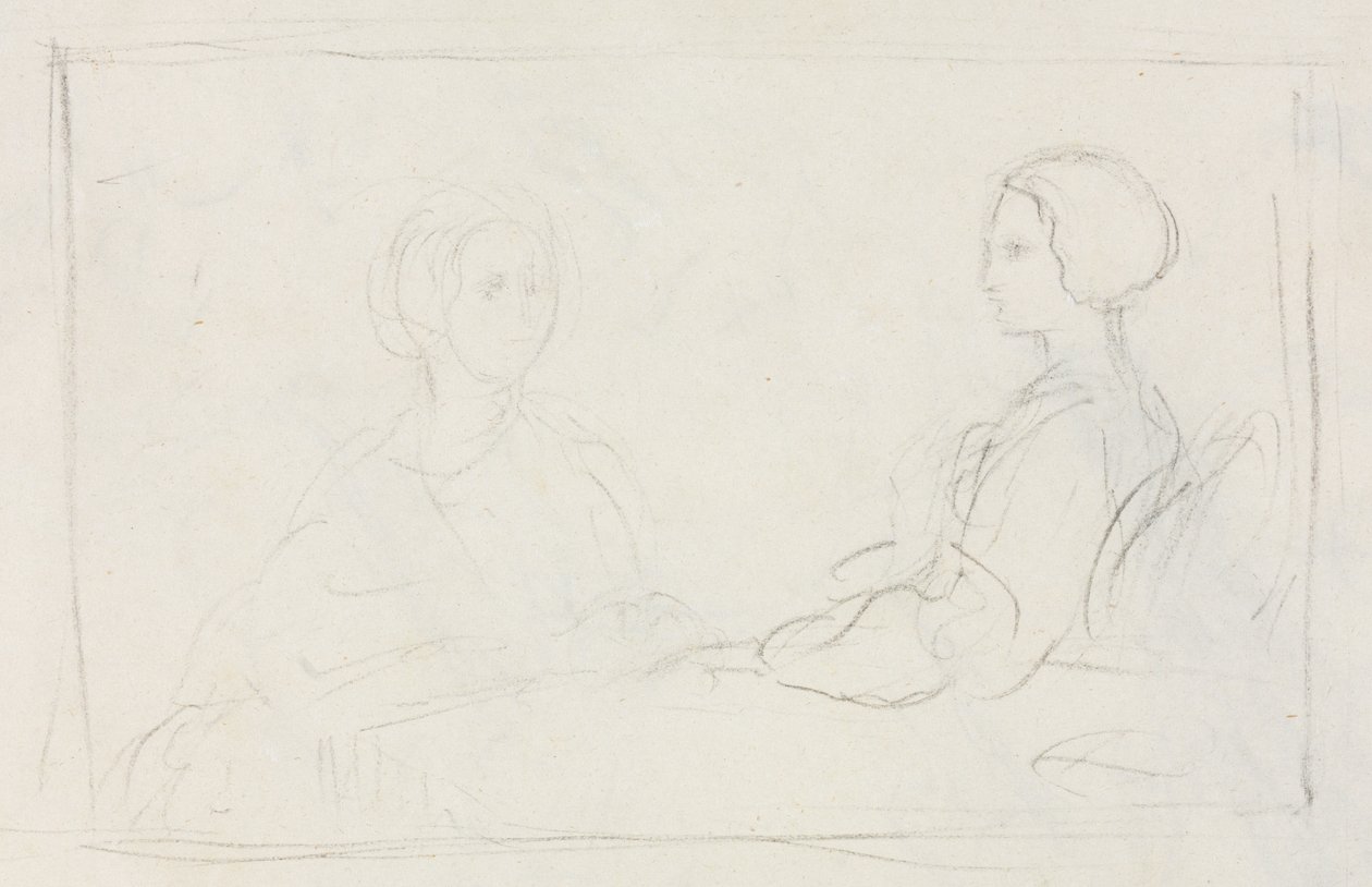 To siddende kvinder på bagsiden, 1856-1860. af Edgar Degas