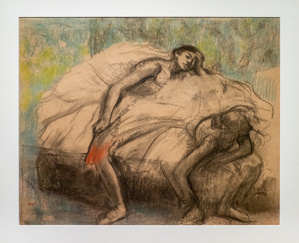 To dansere i hvile. 1890-1895. Trækul, pastelfarver på papir. af Edgar Degas