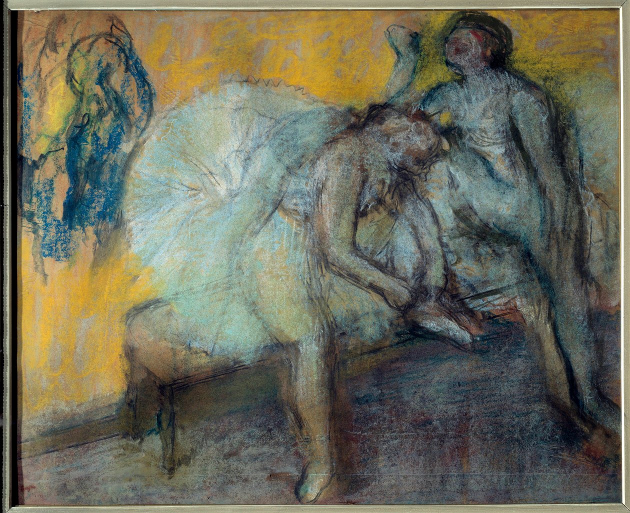 To dansere i hvile Pastel og kul på gemsepapir af Edgar Degas (1834-1917). 1910-1912 Dim. 0,78x0,96 m Paris, Musee d