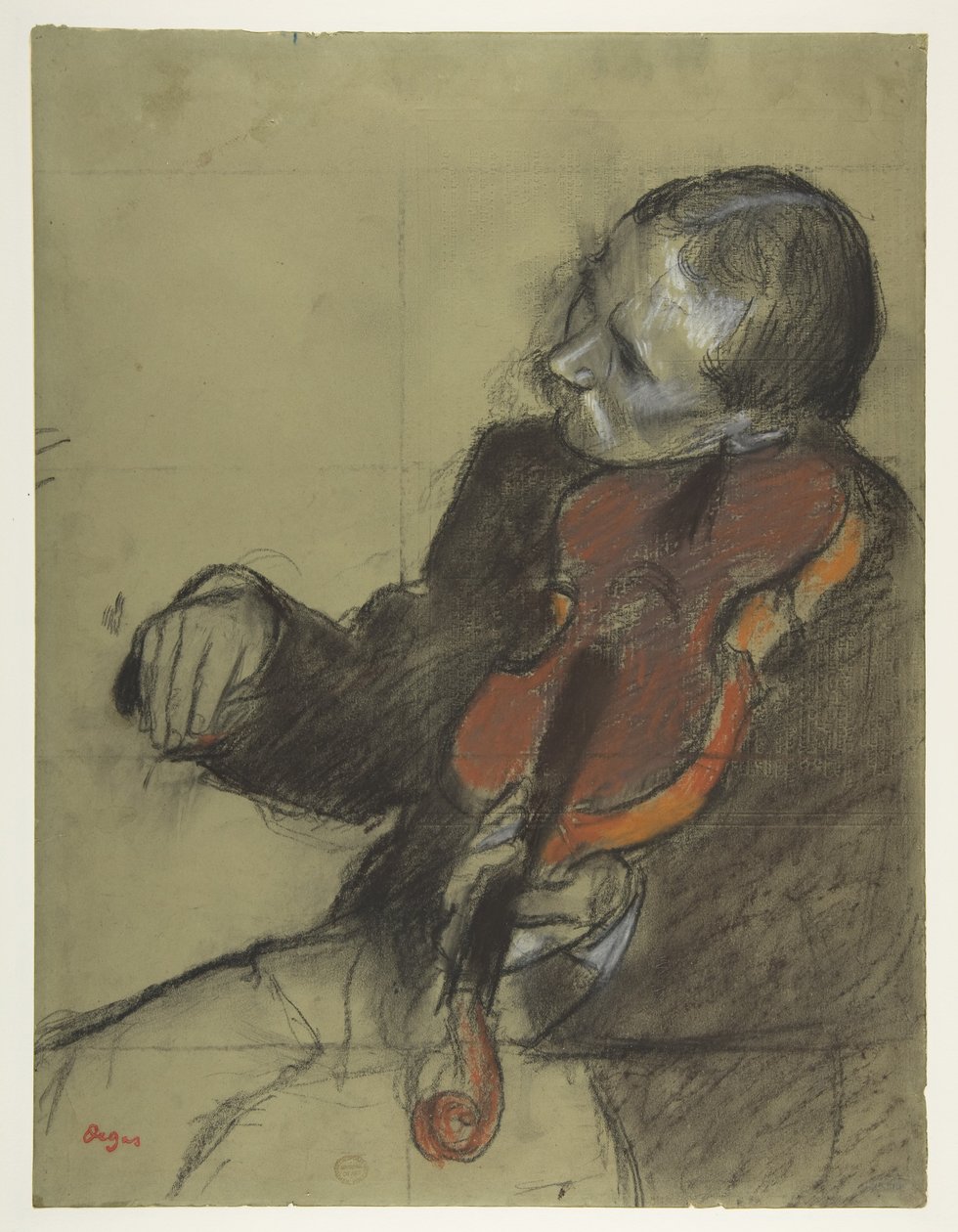 Violinist, studie til "Danselektionen" af Edgar Degas