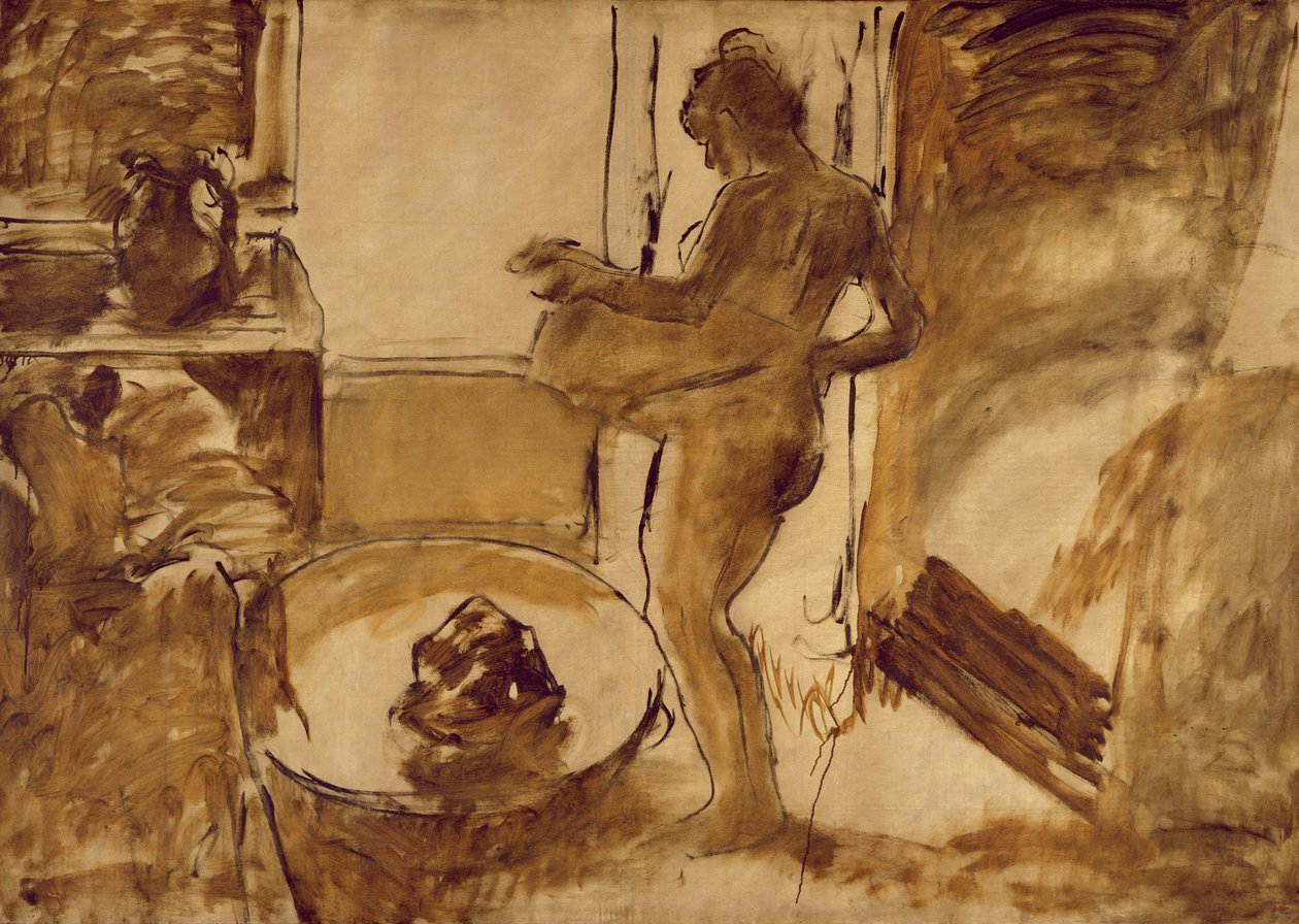 Kvinde tørrer sig, c.1884-86 af Edgar Degas
