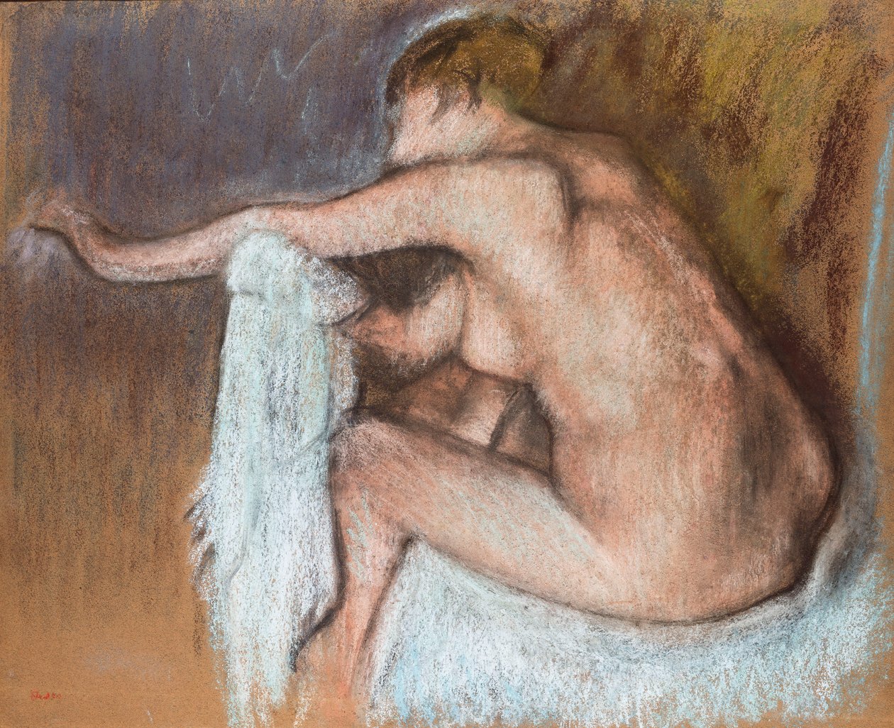 Kvinde tørrer sin arm; Kvinde tørrer sin arm, c.1884 af Edgar Degas