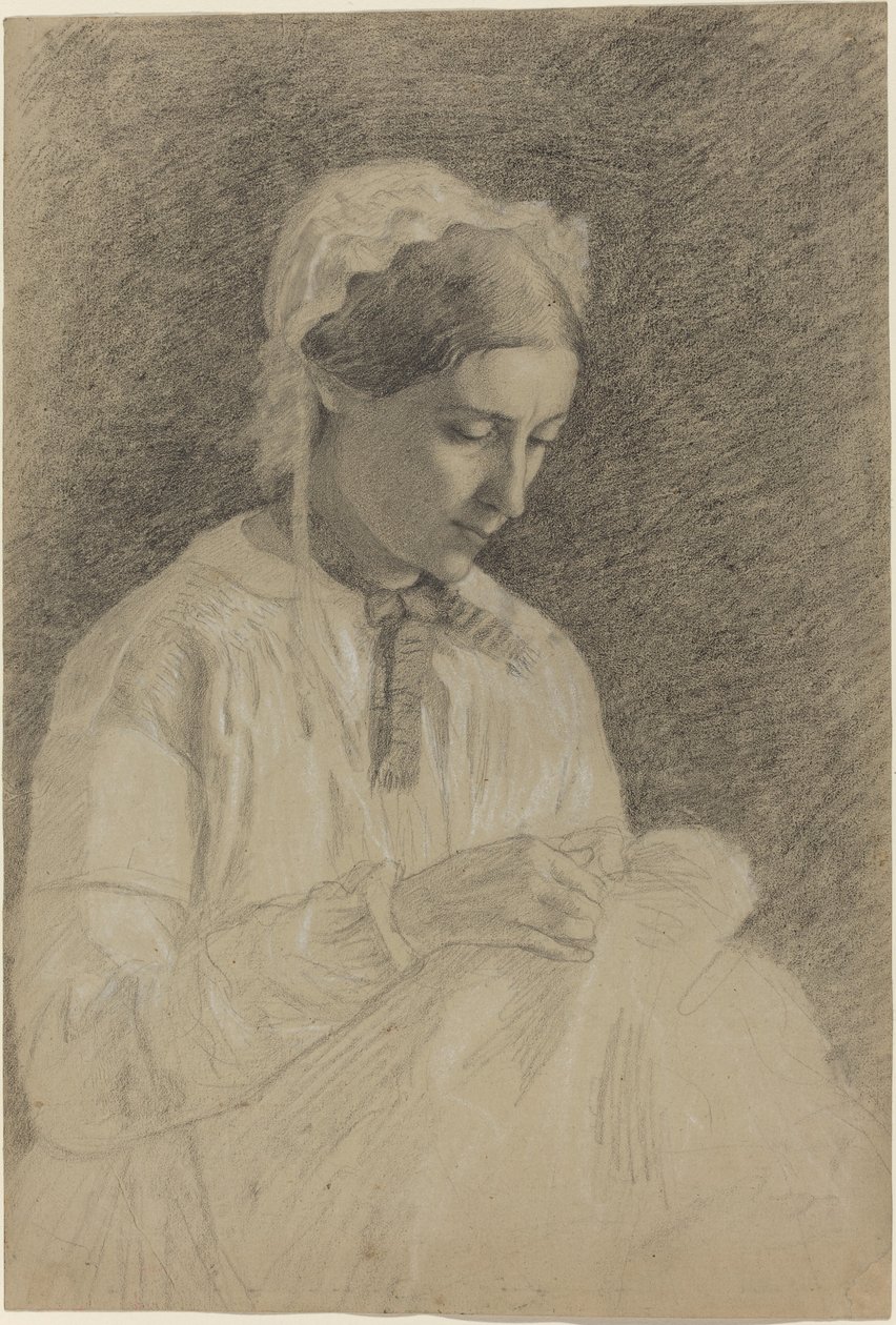 Kvinde broderer af Edgar Degas
