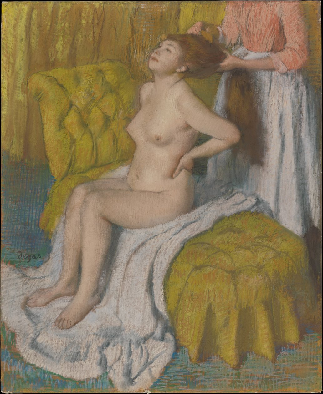 Kvinde, der får redt sit hår af Edgar Degas