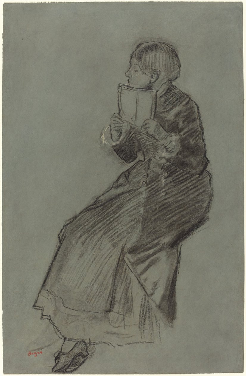 Kvinde læser en bog, ca. 1879. af Edgar Degas