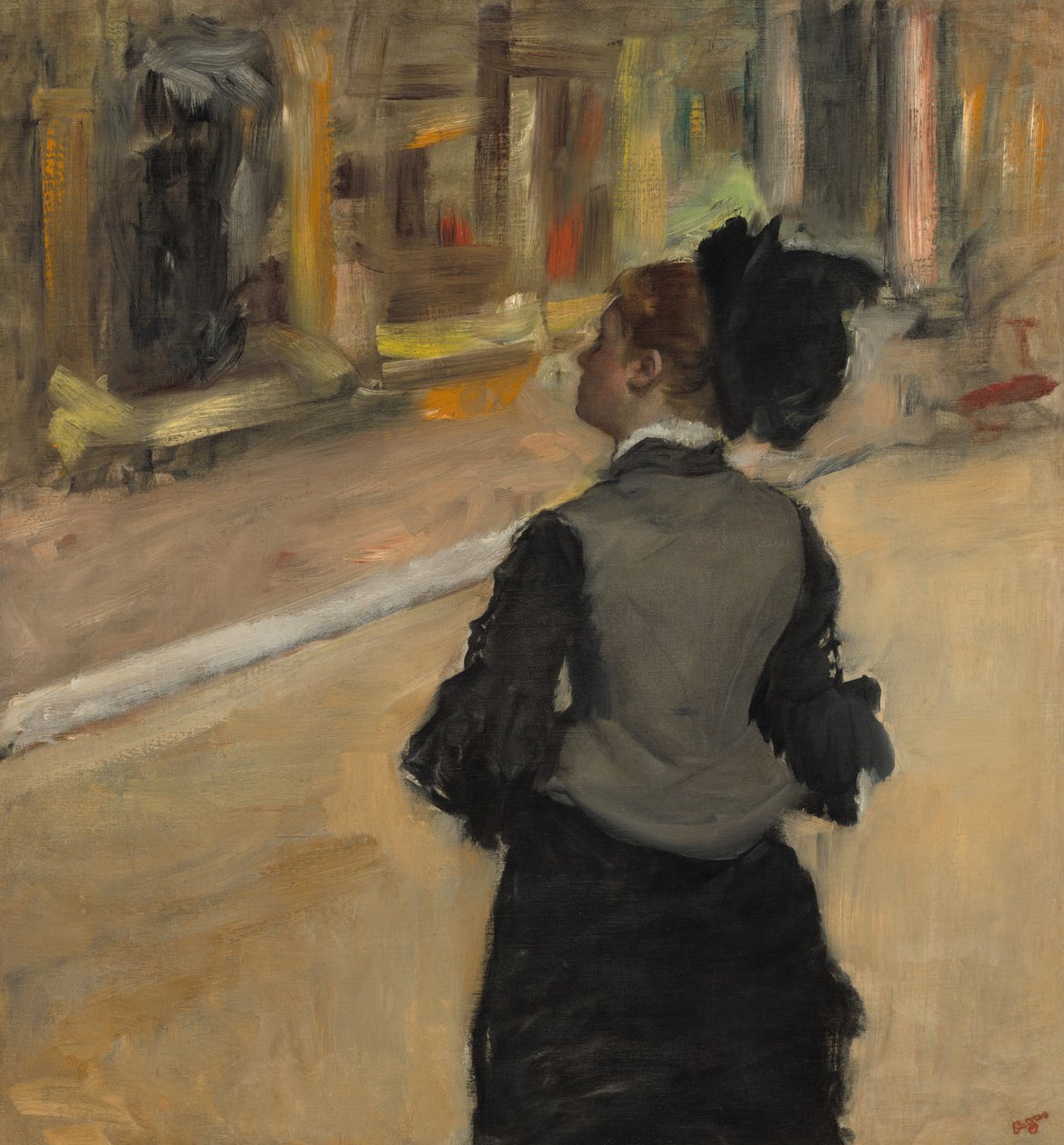 Kvinde set bagfra (besøg på et museum) af Edgar Degas