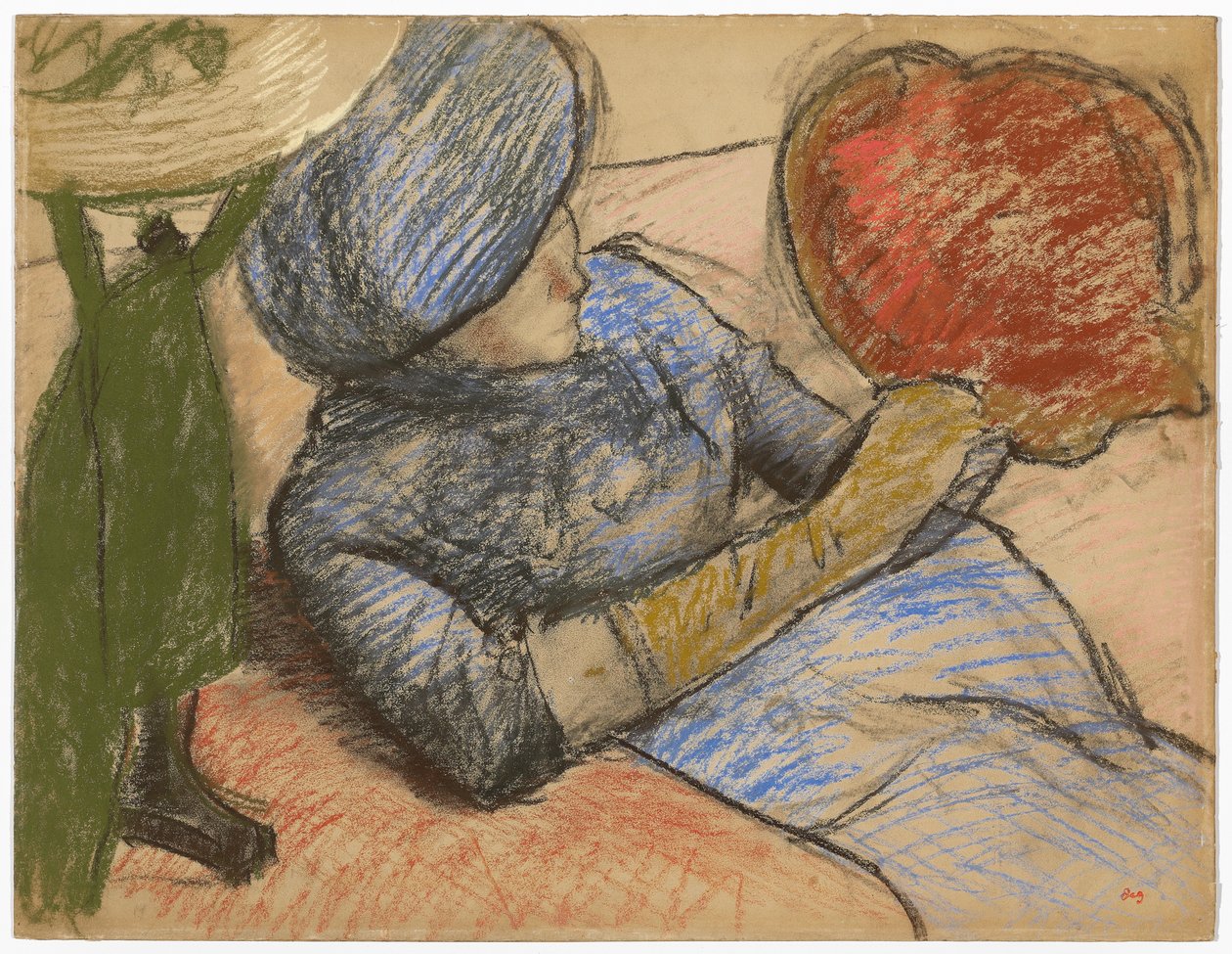 Kvinde med hat i hånden, ca. 1885 af Edgar Degas