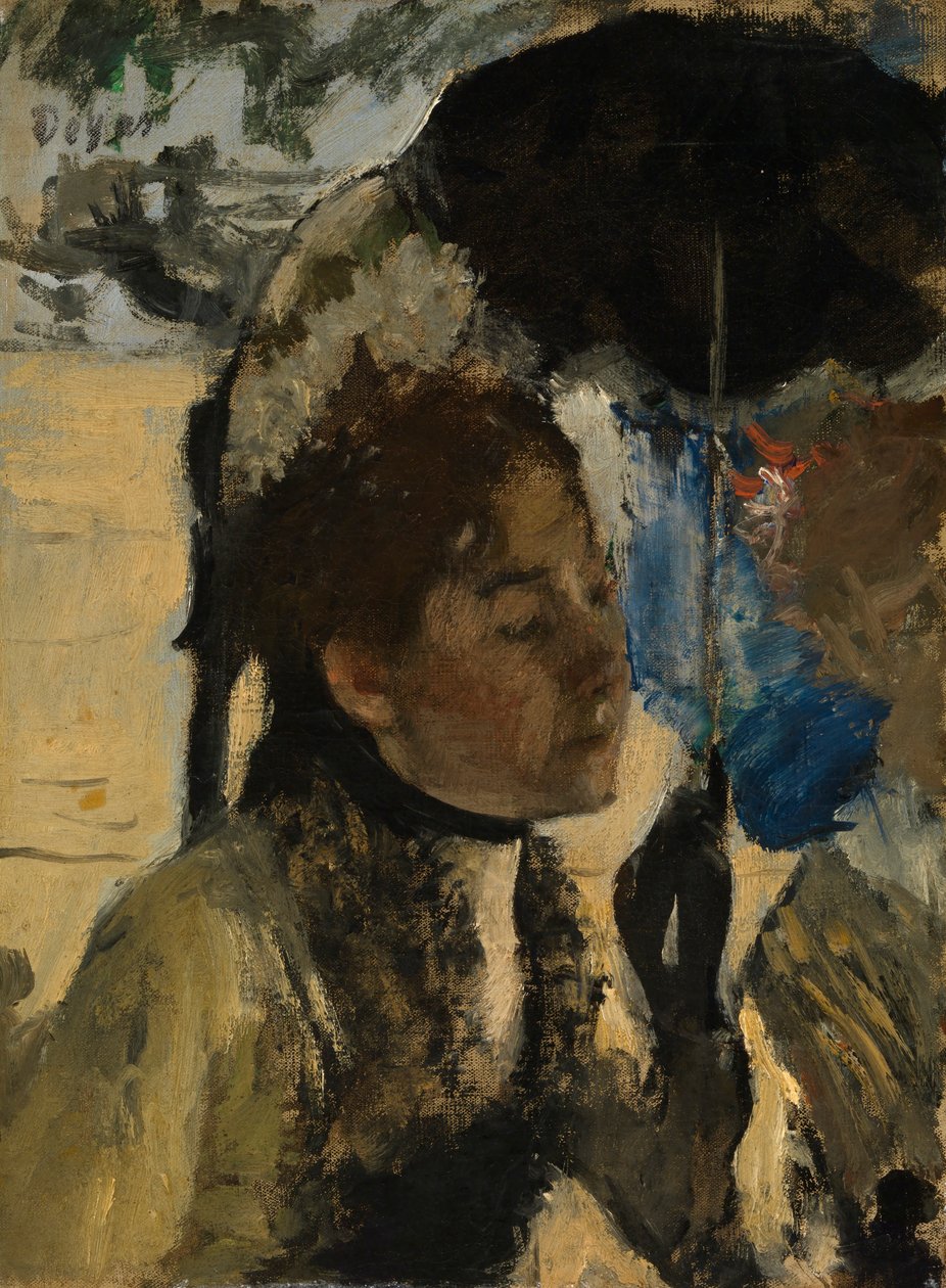 Kvinde med en parasol, ca. 1880 (olie på lærred) af Edgar Degas