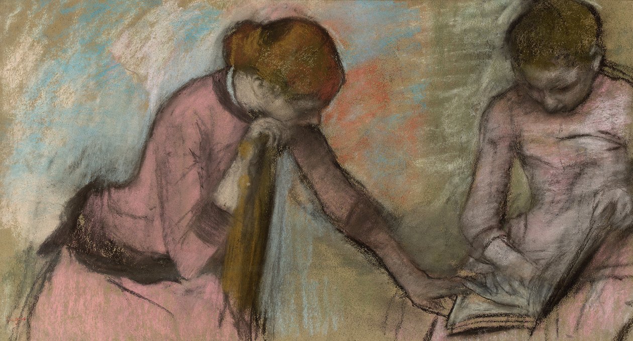 Unge piger ser på et album; Unge piger ser på et album, ca. 1884 af Edgar Degas