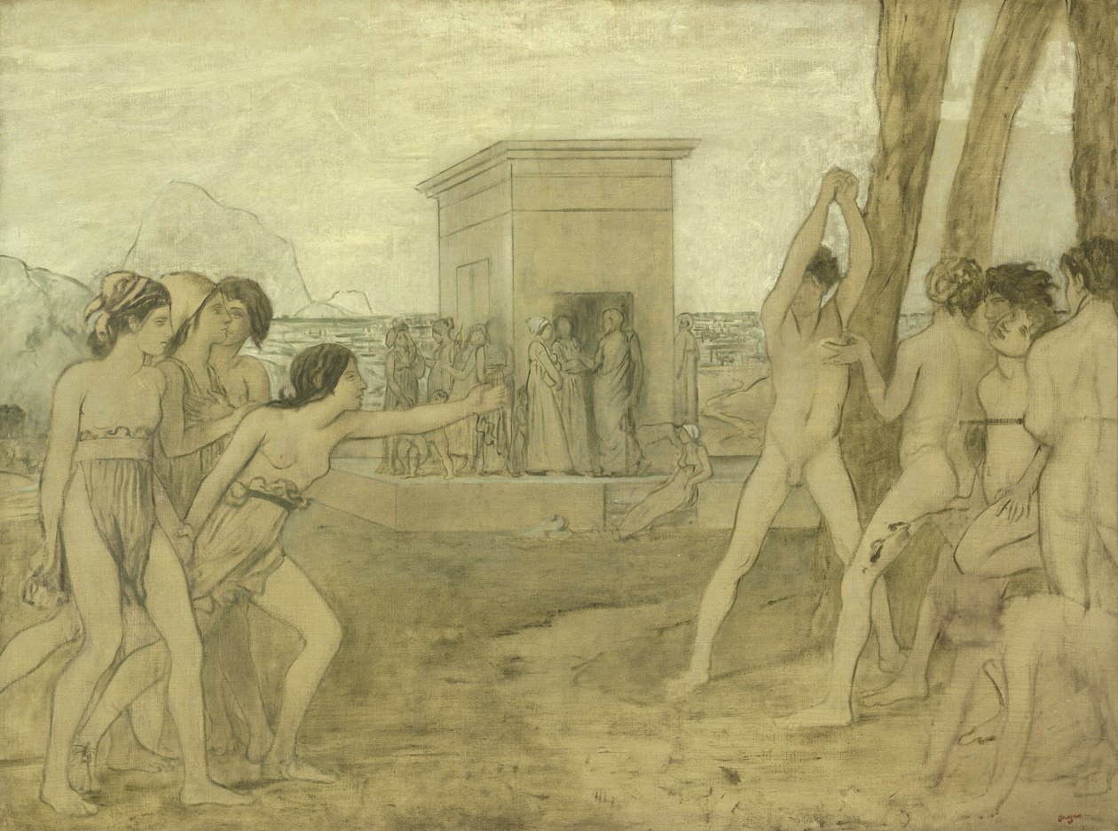 Unge spartanske piger udfordrende drenge, ca. 1860 af Edgar Degas