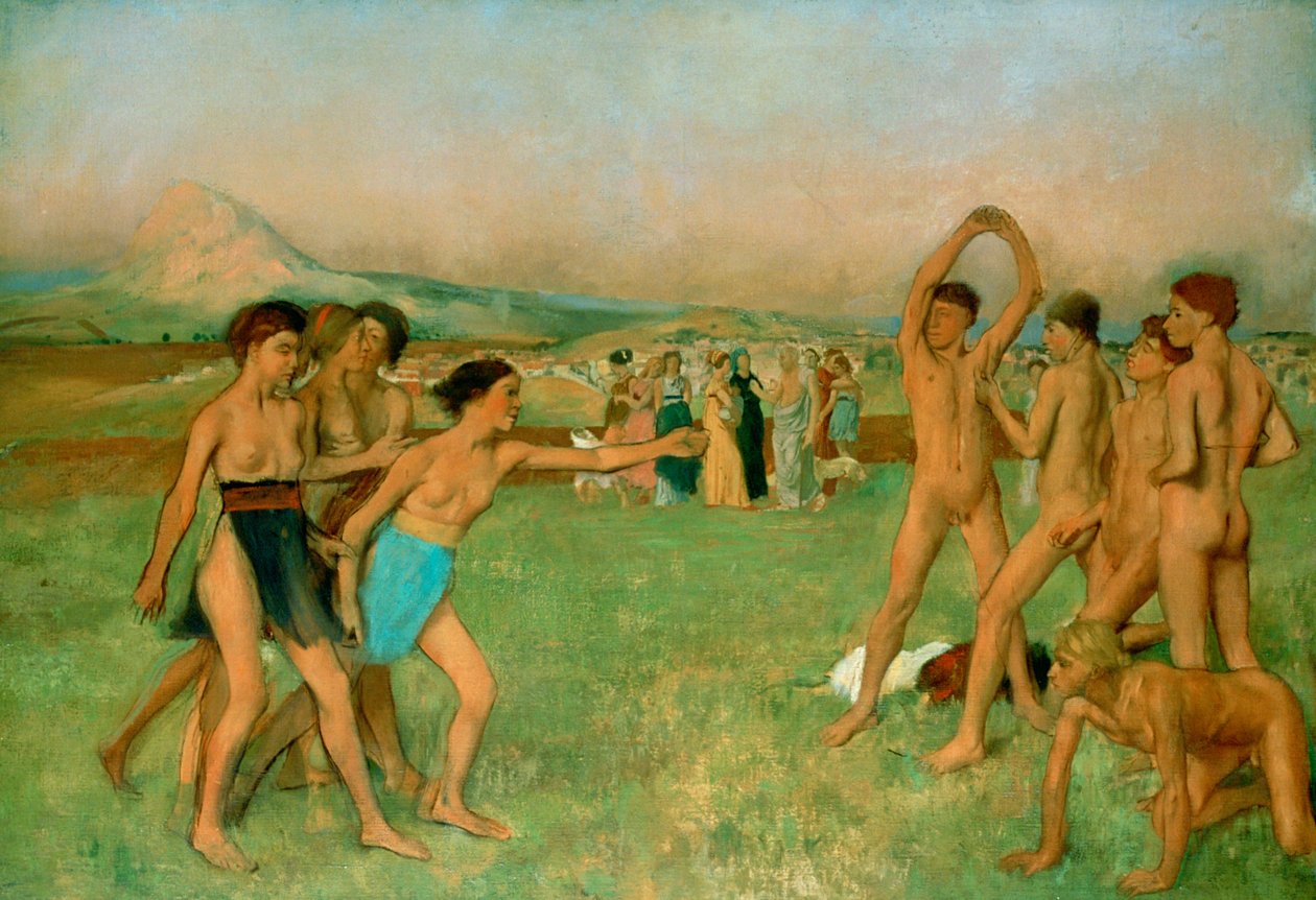Unge spartanere træner, c1860 af Edgar Degas