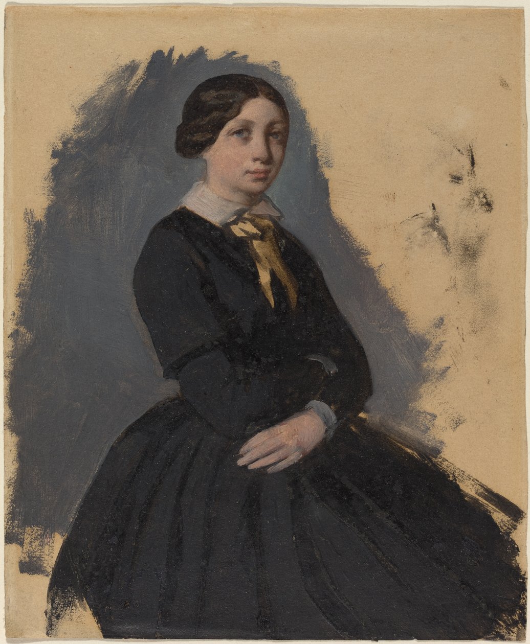 Ung kvinde i sort, 1861-5 (olie på vævet papir) af Edgar Degas